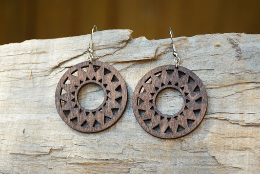 Sunshine Oval - Wood Earrings