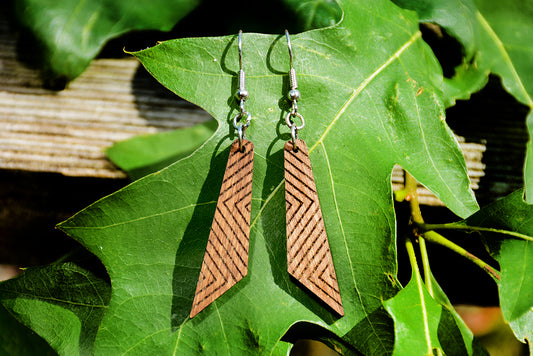 Wood Geometric Pattern Earrings